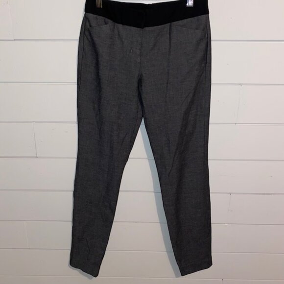 Express Editor 00R Grey Cropped Trousers with Black Trim Waistband & Back Pocket - Picture 2 of 7